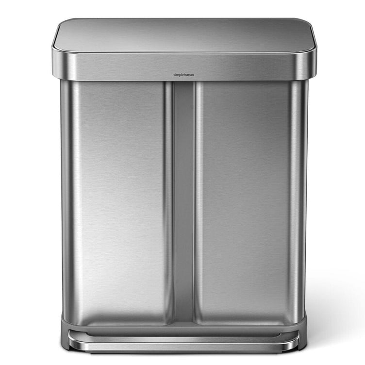OUTLET: Simplehuman Pedalbøtte Kildesortering 58L Børstet stål