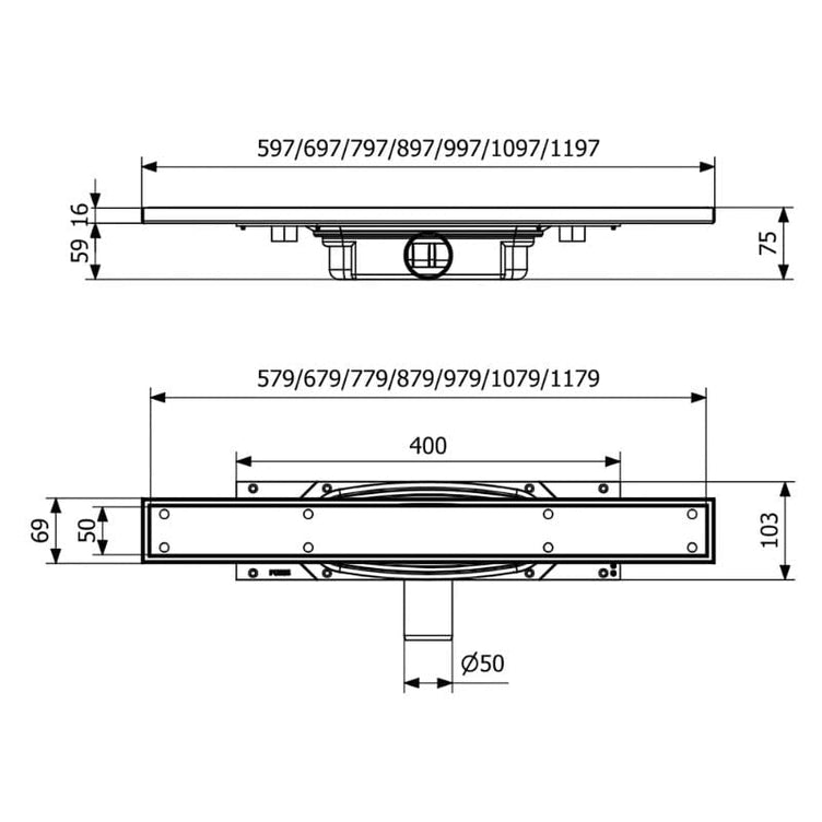 Purus Line Tile Insert - Lav Sideutløp