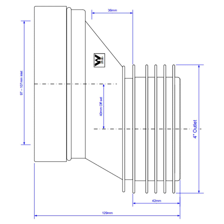 Reservedel: Altech Klosettstuss Eksentrisk C/C 40mm