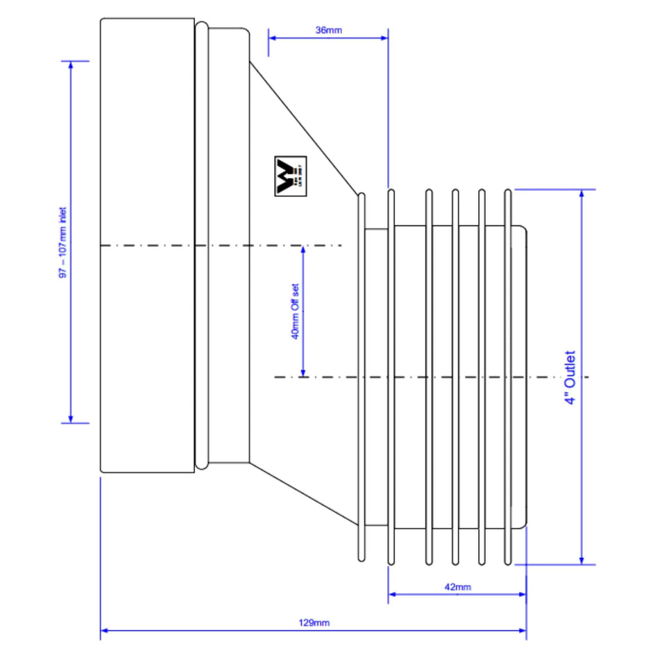 Reservedel: Altech Klosettstuss Eksentrisk C/C 40mm 110mm Altech Reservedel toalett DAL-6188582
