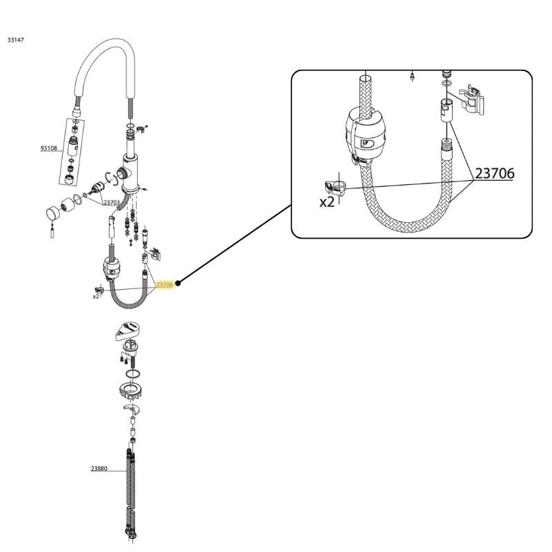 Reservedel: Damixa Slange uttrekkbar Damixa Reservedel blandebatteri KO-2370600