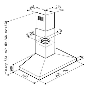 RørosHetta Neo vegghengt Ventilator 60-90 cm