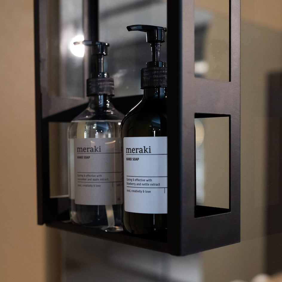 Sanipro Aquasmart dusjhylle med 2 hyller og utvendig håndklekrok Svart matt Sanipro Dusjhylle SA-10558