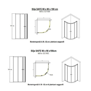 Sanipro Silje Safe Dusjhjørne Foliert glass