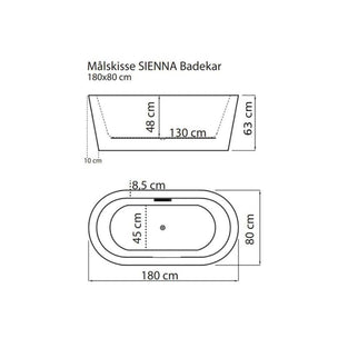 Sanipro SIENNA Frittstående badekar 180
