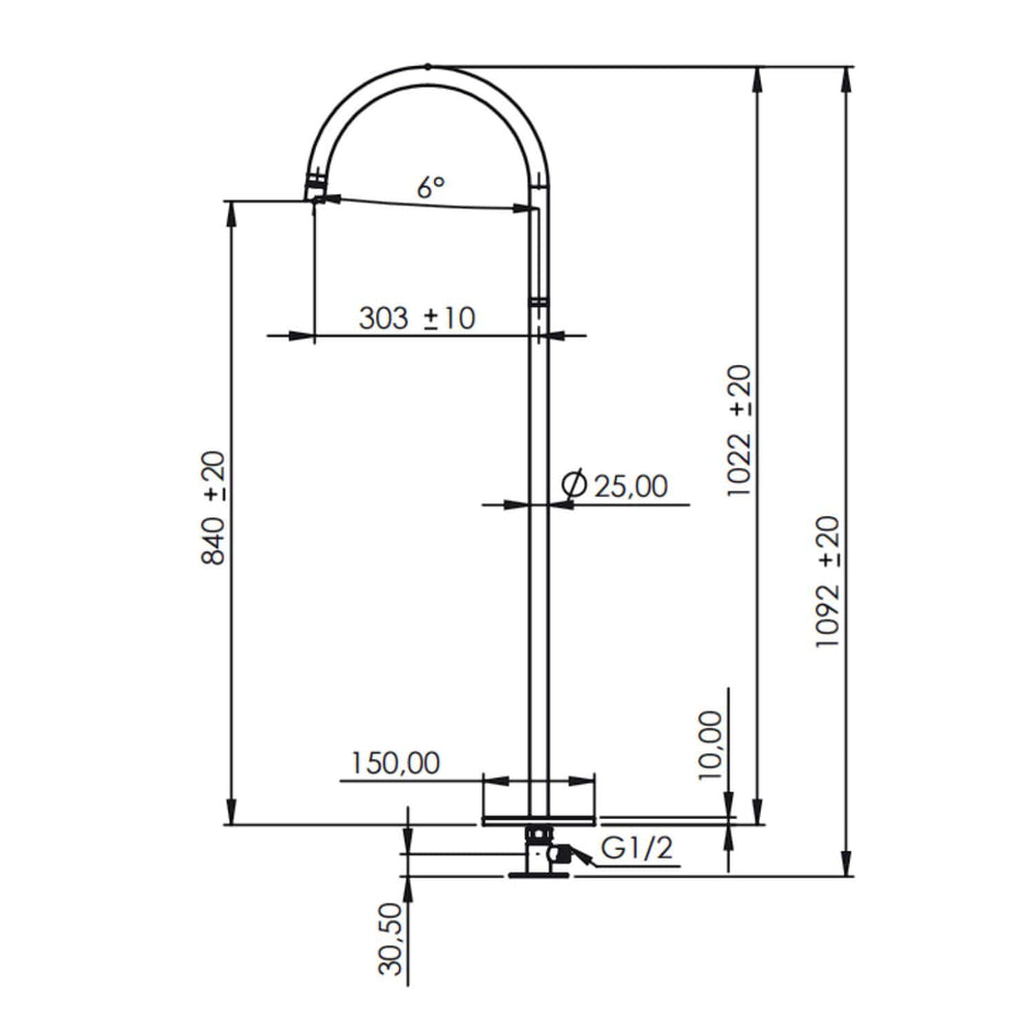 Scandtap Steel Harmonized Gulvmontert Badekartut Scandtap Tilbehør blandebatteri