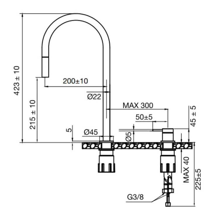Scandtap Steel Harmonized K2P Kjøkkenarmatur