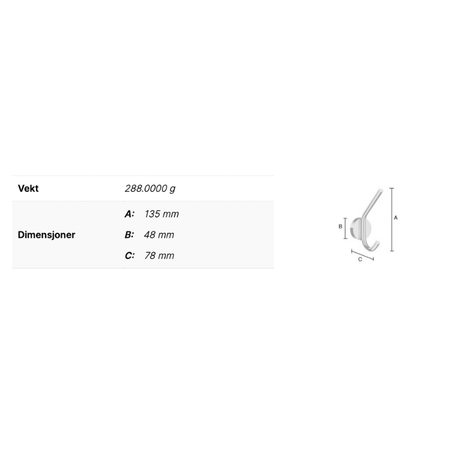 Smedbo Home 358 Krok for Badekåpe - kan limes