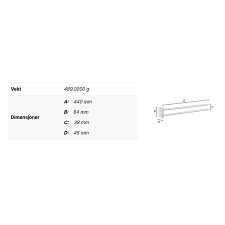 Smedbo Air AK326 Svingbar Håndklestang