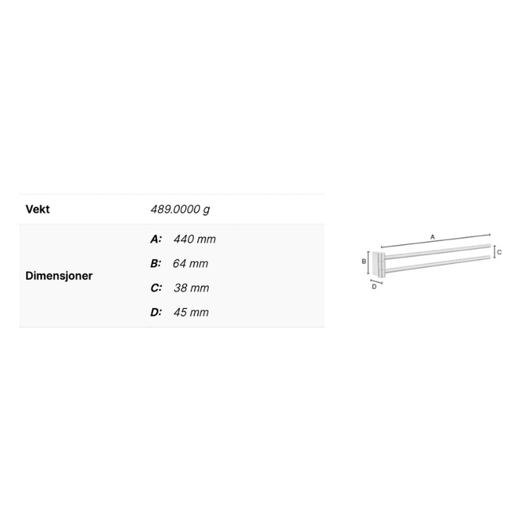 Smedbo Air AK326 Svingbar Håndklestang
