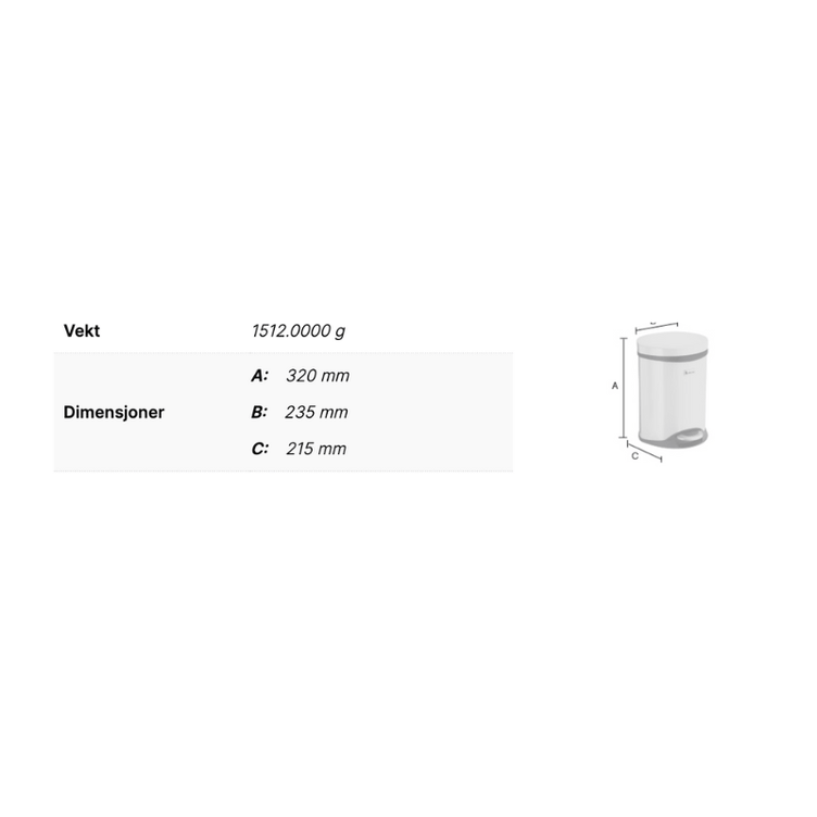 Smedbo Outline FK662 Pedalbøtte 6 Liter Hvit