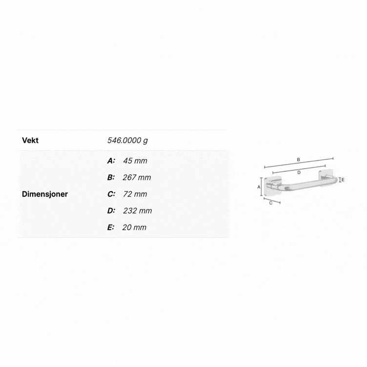 Smedbo ICE OK325 Badekarhåndtak 26,7cm