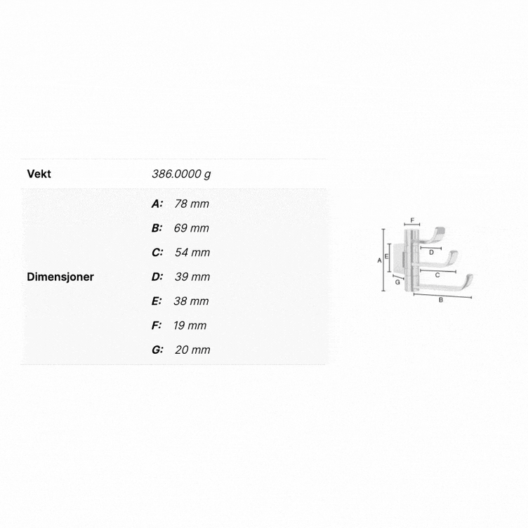 Smedbo ICE OK327 Svingbar Trippelkrok