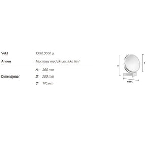 Smedbo Outline 490 Sminkespeil 7x Vegghengt