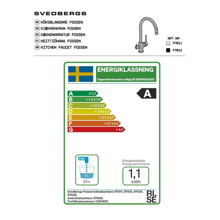 Svedbergs FOSSEN kjøkkenarmatur