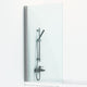 Svedbergs Skoga Rett Badekarvegg 80x141cm Matt aluminium / 80cm / Klart glass Svedbergs Badekarvegg SV-63000380