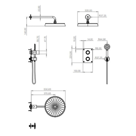 Tapwell ARM7268 Takdusj Innbygging Takmontert
