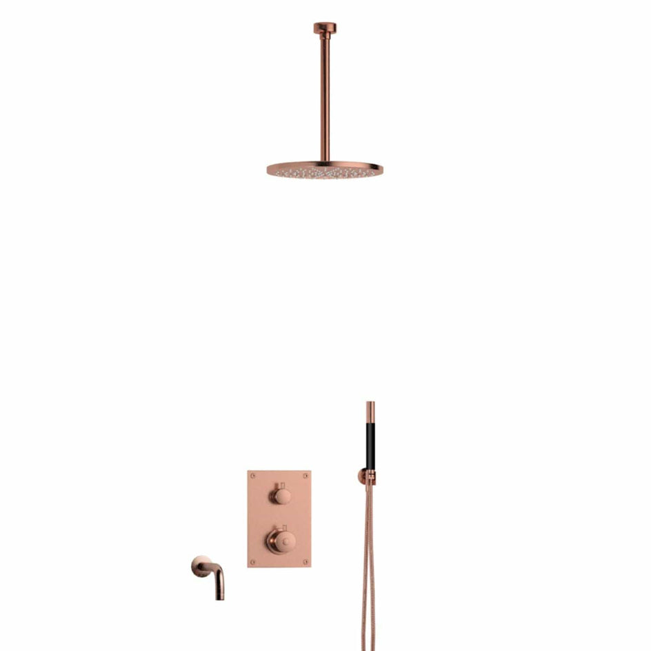 Tapwell BOX7368 Takdusj Innbygging - Takmontert Oksiderende kobber / 300mm / Ø250mm Tapwell Dusjsett TA-9425116