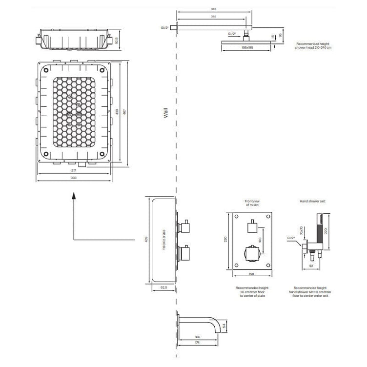 Tapwell BOX8368 SQUARE ED2 Takdusj Innbygging