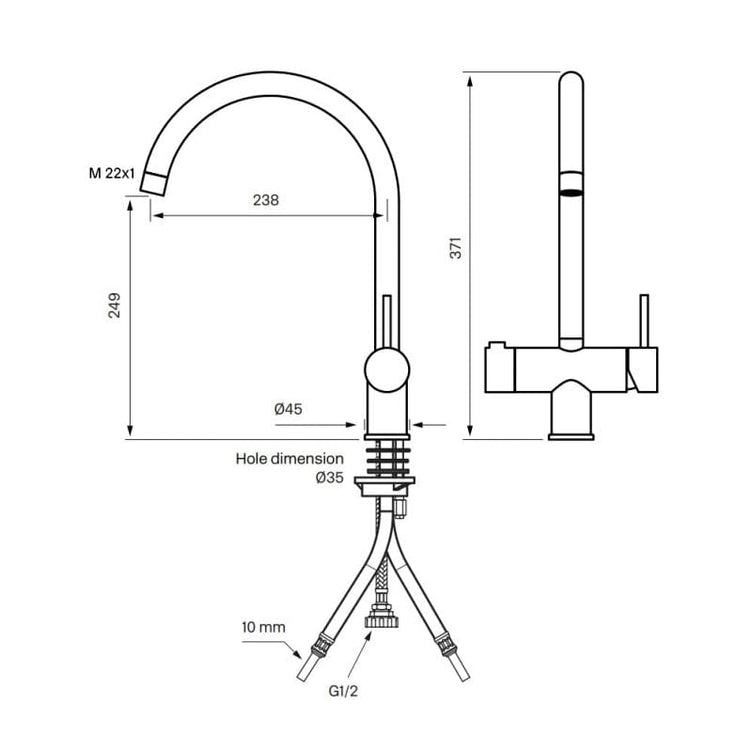 Tapwell SK184 CR Kjøkkenarmatur Avstengning