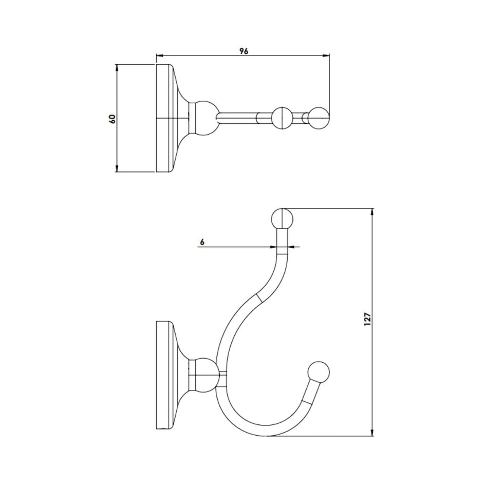 Tapwell TA243S Classic Håndklekrok Tapwell Knagger