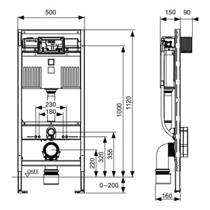 TECEprofil Uni 2.0 Innbyggingssisterne H112cm