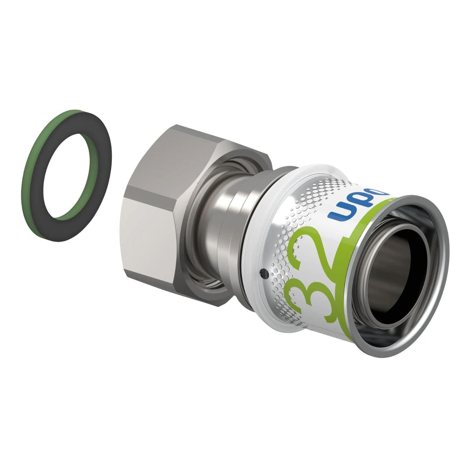 Uponor S-Press Plus Adapter med Løpemutter 32mm-1" Uponor Rør pressfitting HEI-5114529