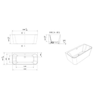 Vikingbad Badekar Dybe Rett 160-180 back to wall