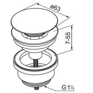 Vikingbad Bunnventil servant med Pop-Up Ø63mm G1 1/4"