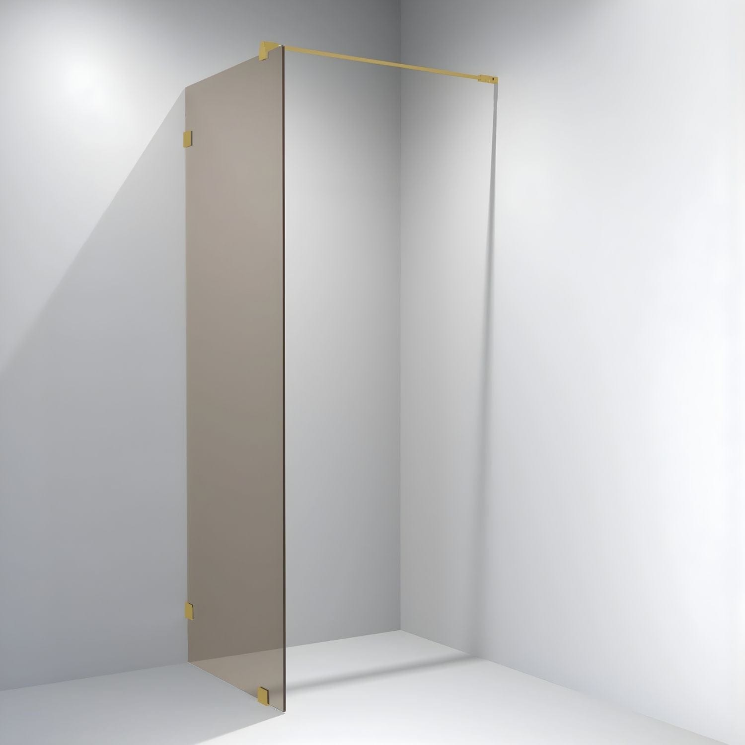 Vikingbad Emil Glassfelt - Farget glass Børstet messing / 90cm / Bronse glass VikingBad Dusjvegg VB-118762