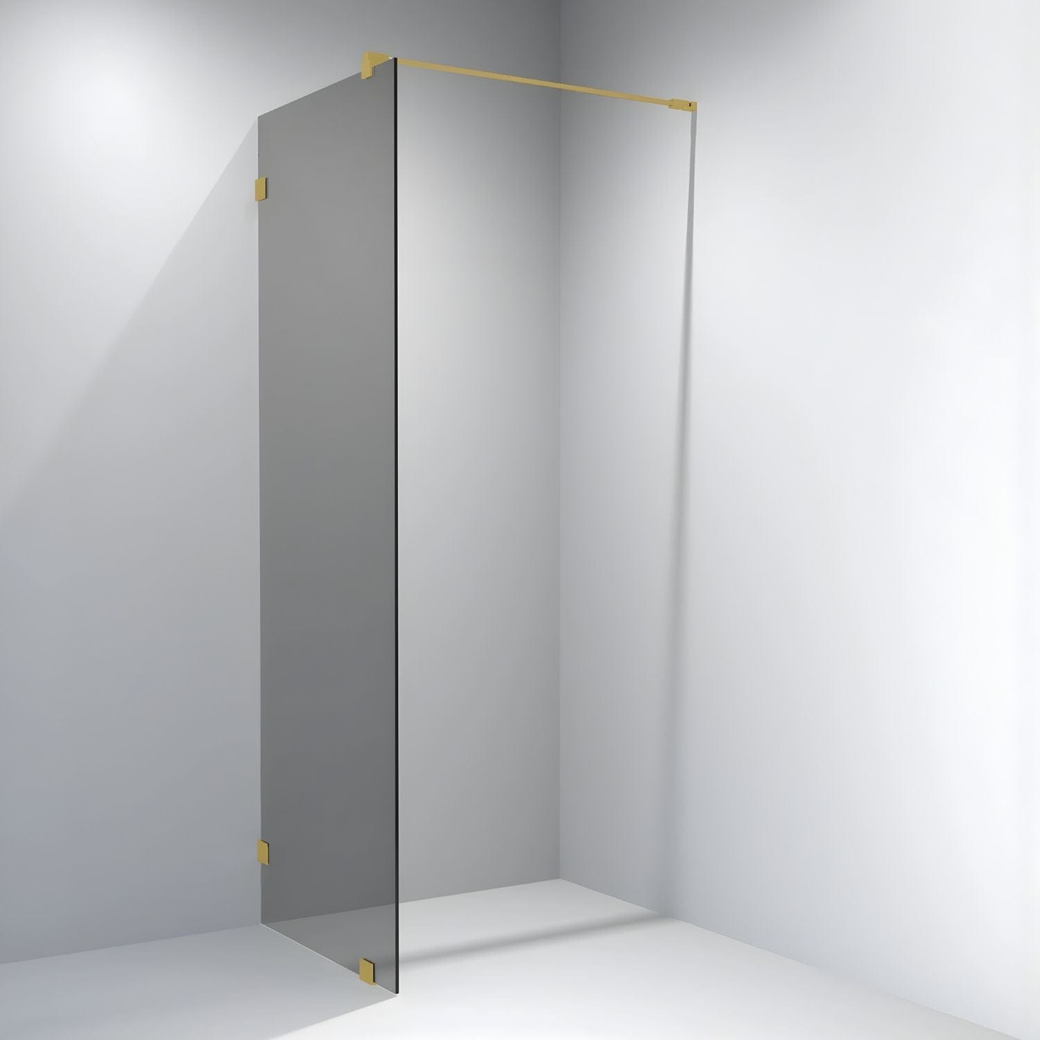 Vikingbad Emil Glassfelt - Farget glass Børstet messing / 90cm / Sotet glass VikingBad Dusjvegg VB-118765