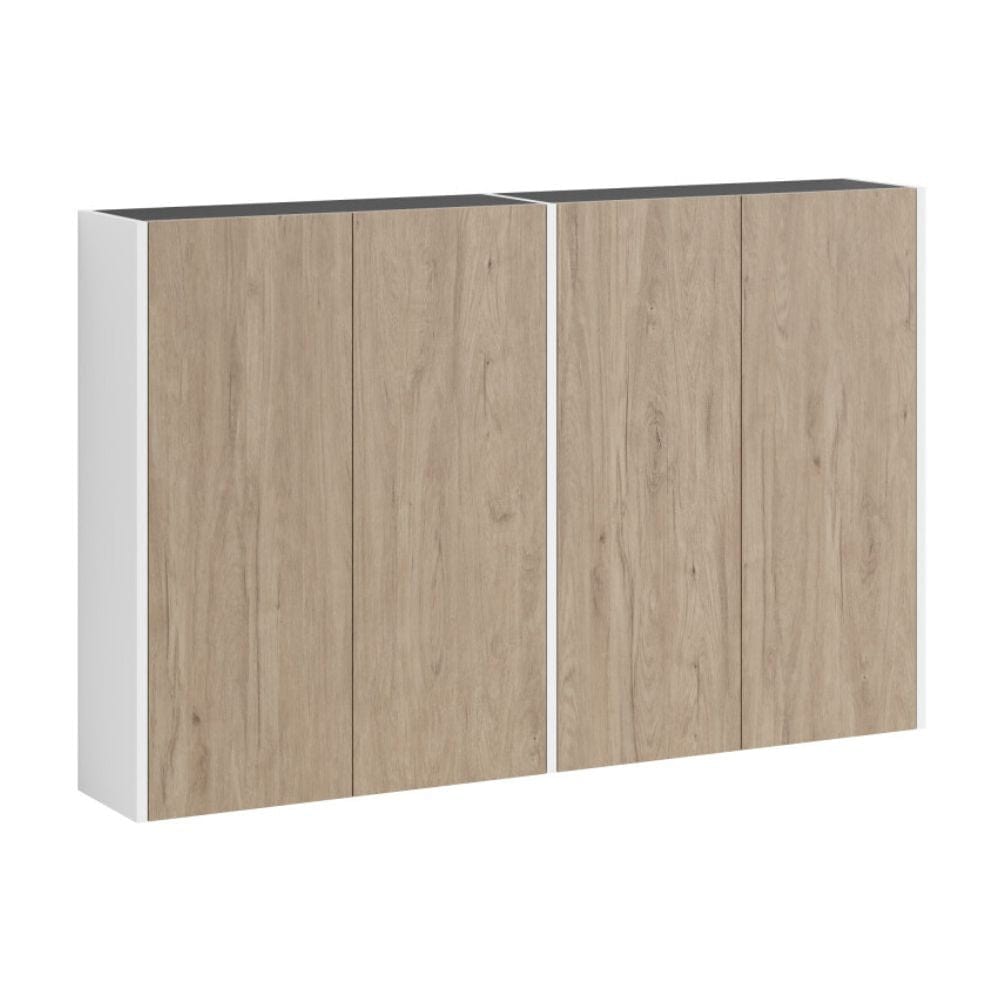 VikingBad Fay Dobbel Veggskap uten Speil Hvit matt/eik VikingBad Sideskap bad VB-119187