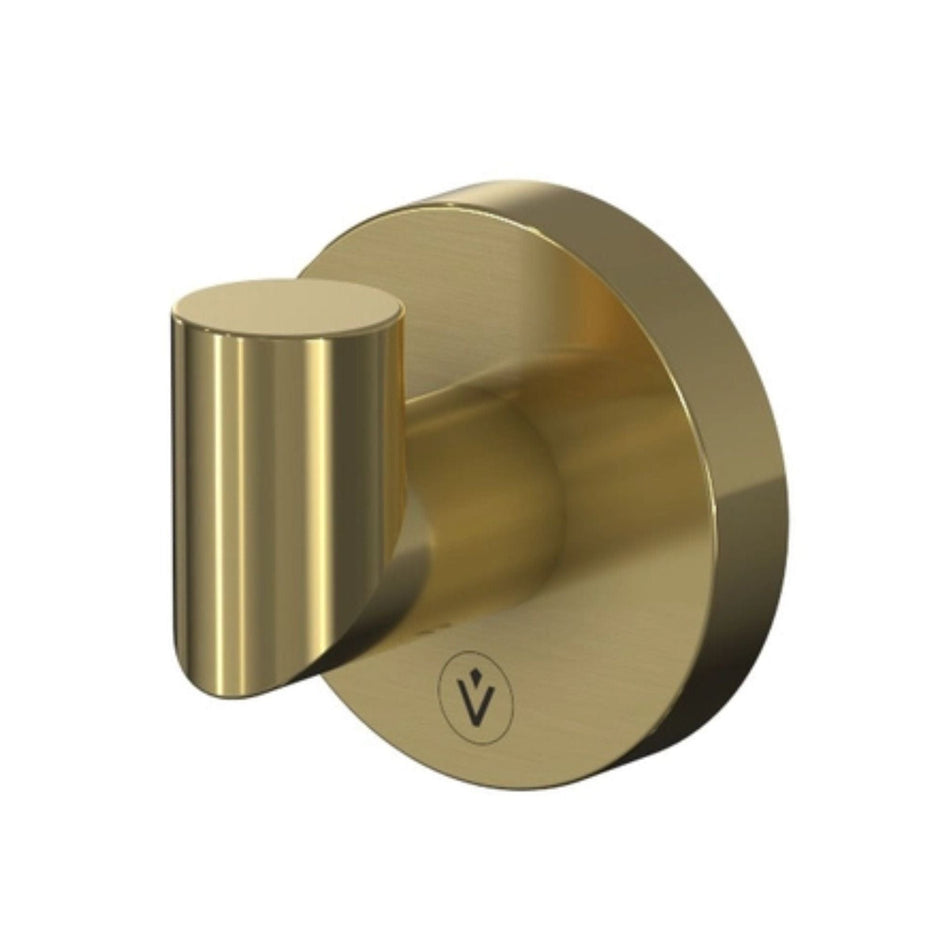 VikingBad Luna Rund Håndkleknagg stilren krok Børstet messing VikingBad Knagger VB-017928-07