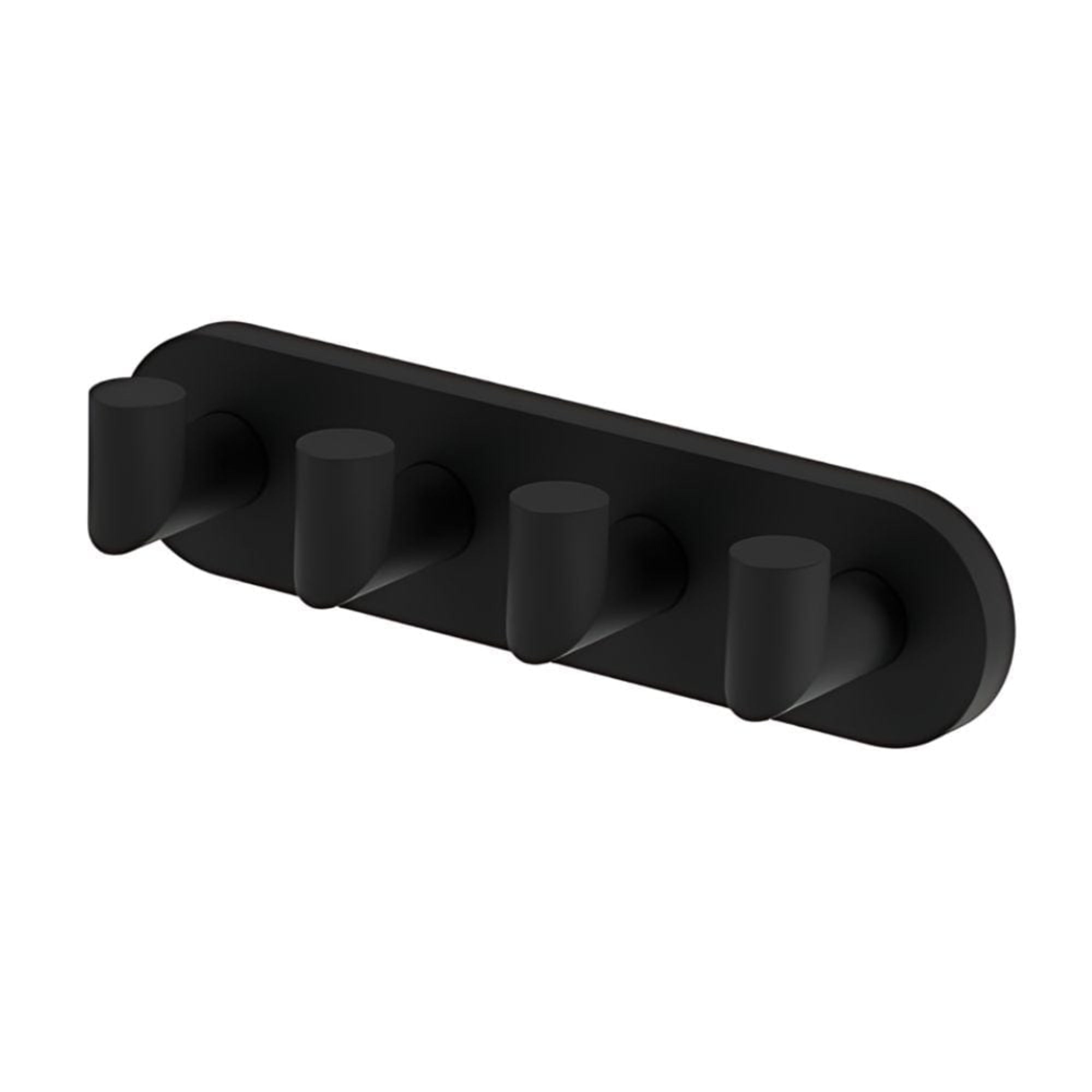VikingBad Luna Rund Knaggrekke med 4 kroker Svart matt VikingBad Knagger VB-017937-02