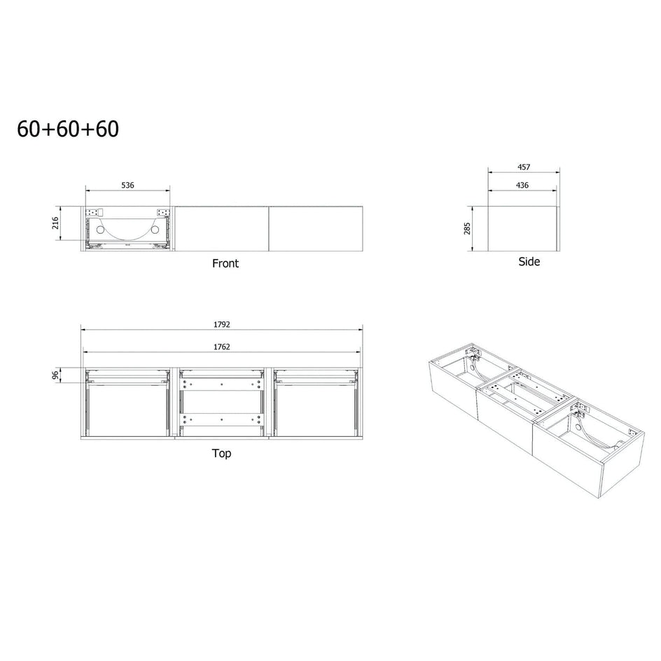 VikingBad MIE Demi Slett Servantskap Mål: B180xH46xD29 cm (2 Servant) VikingBad Servantskap