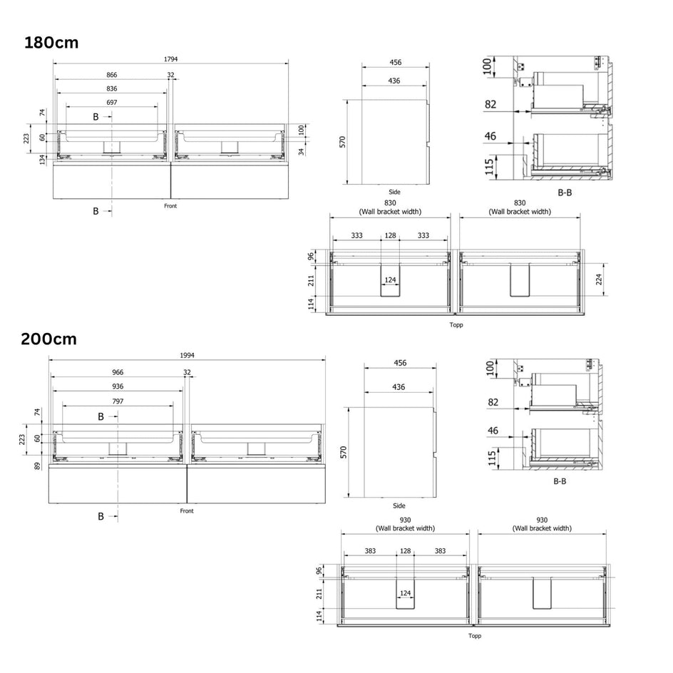 VikingBad MIE STAV Servantskap B60-200cm VikingBad Servantskap