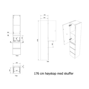 Vikingbad MIE TREND H176 3S Høyskap