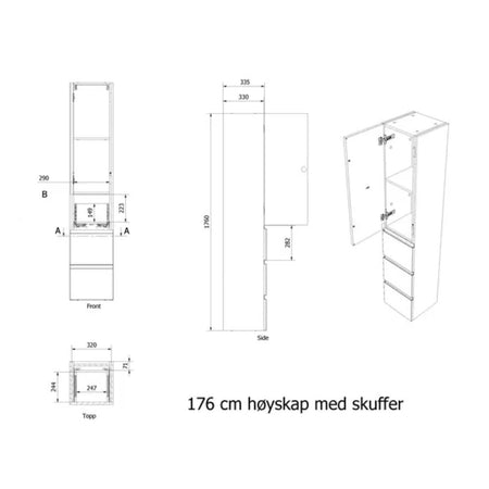 Vikingbad MIE TREND H176 3S Høyskap