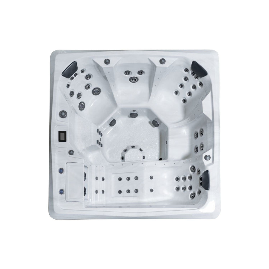 Vikingbad Morild Utendørs Spa Sterling Silver/Grå - FRP lokk og bluetooth stereo VikingBad Utendørs boblebad VB-113936