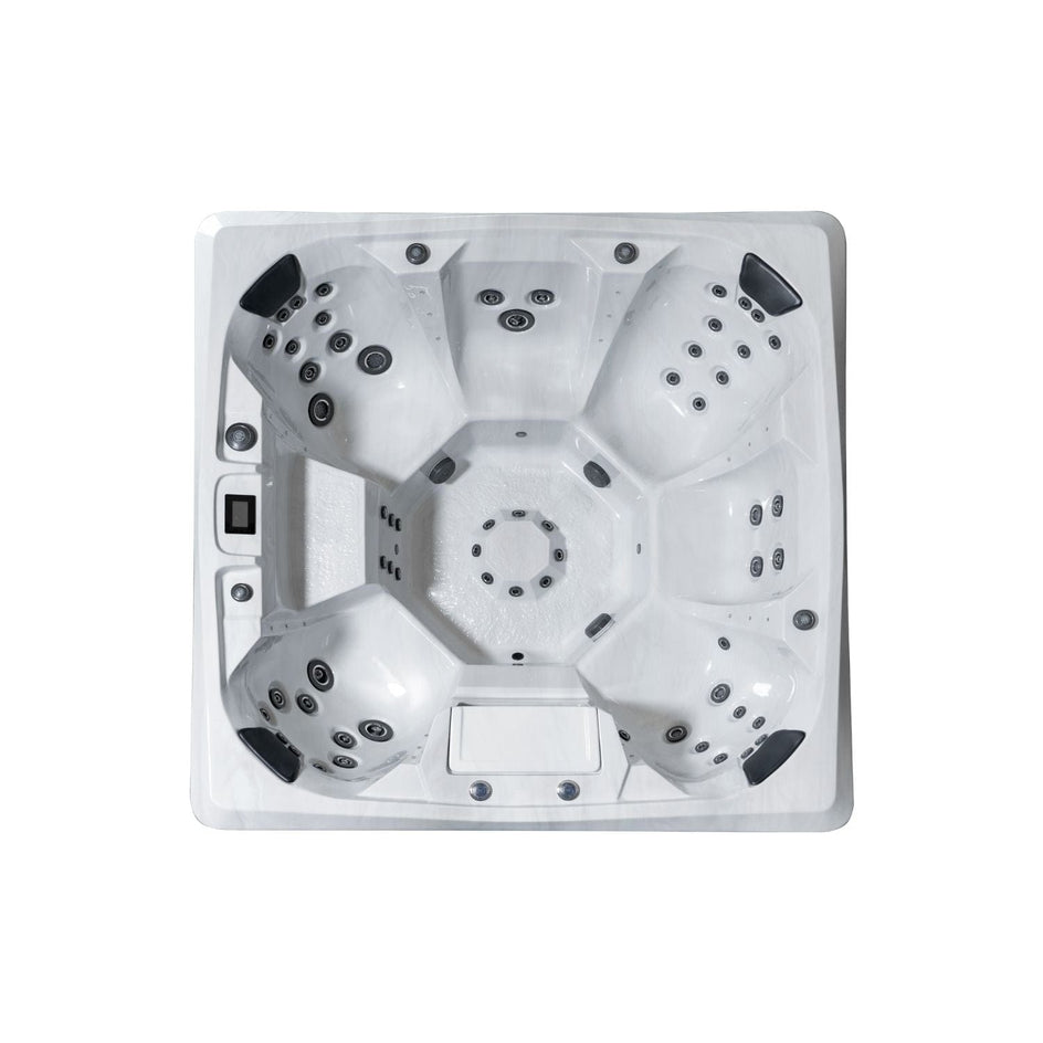 Vikingbad Nordlys Utendørs Spa Sterling Silver/Grå - FRP lokk og bluetooth stereo VikingBad Utendørs boblebad VB-113937