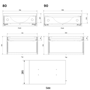 Vikingbad MIE DEMI Stav Servantskap Mål: B(60-200)x46x29 cm