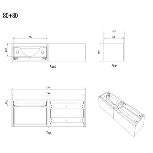 Vikingbad MIE DEMI Stav Servantskap Mål: B(60-200)x46x29 cm