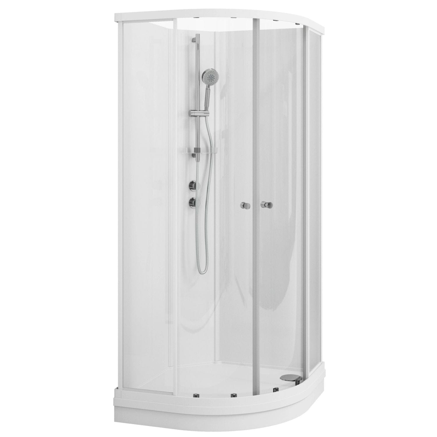VikingBad SOFIA Dusjkabinett Buet Standard - Støpemarmor Bunnkar Hvit matt / 80x80cm / Hvit glass VikingBad Dusjkabinett VB-115586