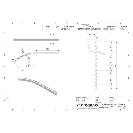 Vikingbad Subbelist Liam Buet PVC H51mm Rivbar - B79cm
