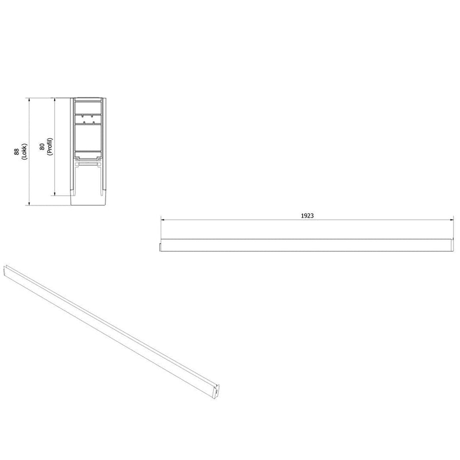 VikingBad Utfellingsprofil Liam Glassfelt (+25/+50mm) H193cm VikingBad Veggprofil