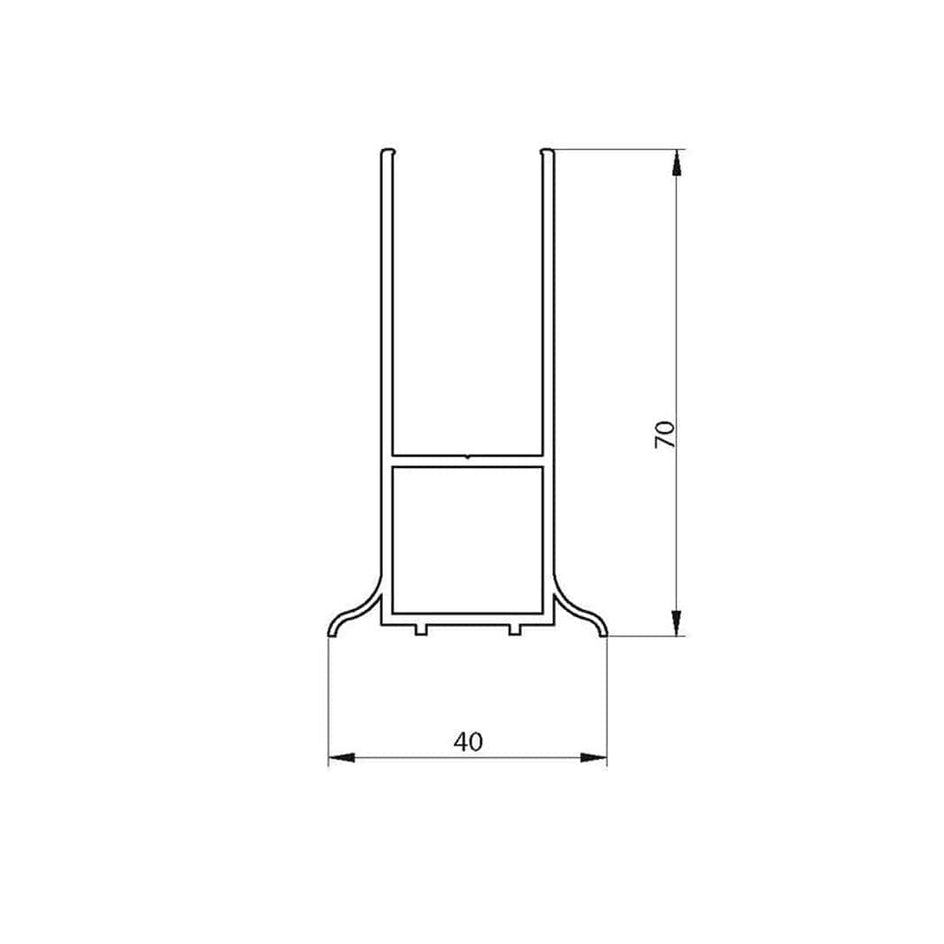 VikingBad Veggprofil fast 70mm H195cm Utfellingsprofil for Dusjdører VikingBad Veggprofil VB-107800