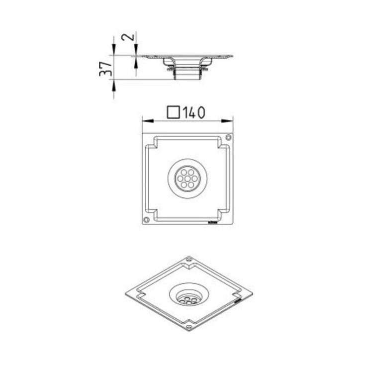 Blucher blendeplate square140x140mm