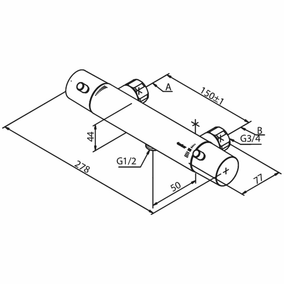 Damixa Merkur Dusjbatteri Krom Krom Damixa Dusjbatteri KO-5745100
