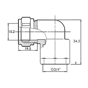 Høiax Albue innv. gjenger cu 1/2"x15
