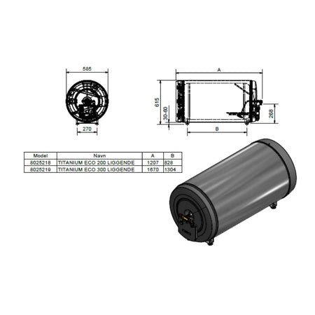 Høiax Titanium Eco Liggende Varmtvannsbereder
